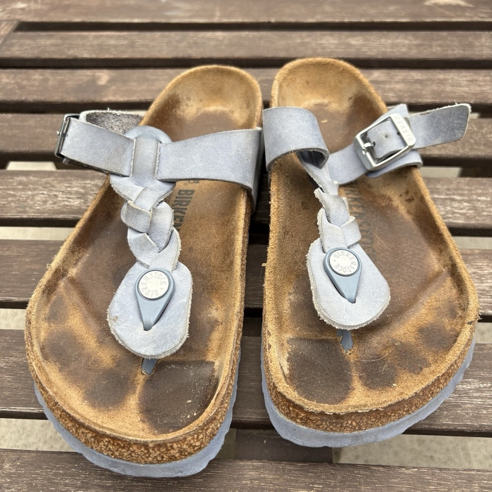 BIRKENSTOCK Womens Dusty Blue Gizeh Braided Slide Sandal Thong Size EU 37 / US 6 - Picture 7 of 16